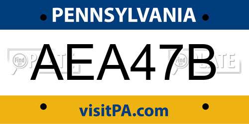 AEA47B Pennsylvania License Plate