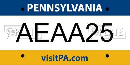 AEAA25 Pennsylvania License Plate