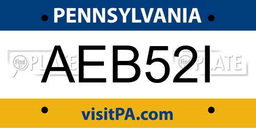 AEB52I Pennsylvania License Plate