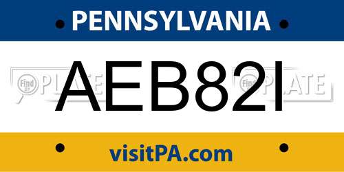 AEB82I Pennsylvania License Plate