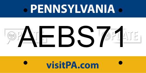 AEBS71 Pennsylvania License Plate
