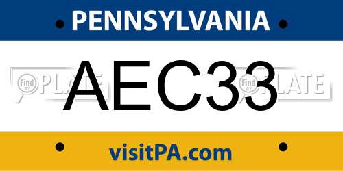 AEC33 Pennsylvania License Plate