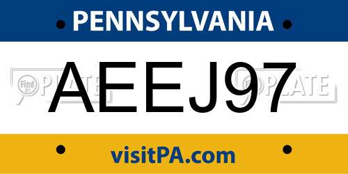 AEEJ97 Pennsylvania License Plate