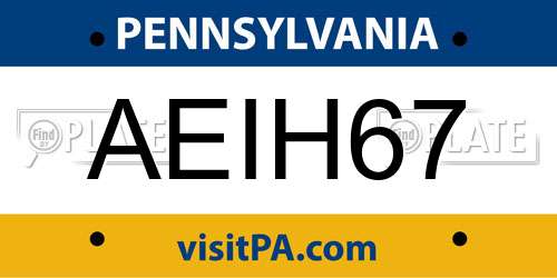 AEIH67 Pennsylvania License Plate