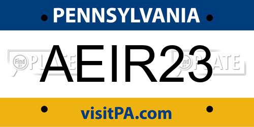 AEIR23 Pennsylvania License Plate