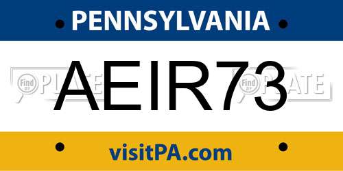 AEIR73 Pennsylvania License Plate