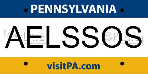 AELSSOS Pennsylvania License Plate