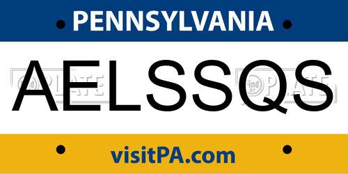 AELSSQS Pennsylvania License Plate