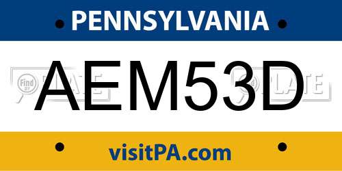 AEM53D Pennsylvania License Plate