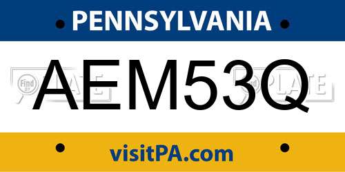 AEM53Q Pennsylvania License Plate