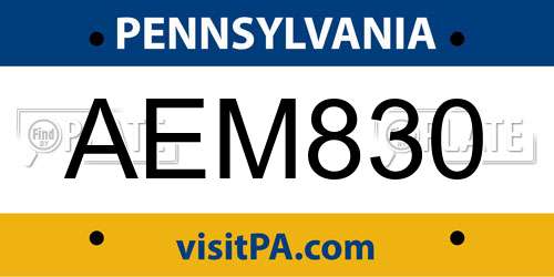 AEM830 Pennsylvania License Plate