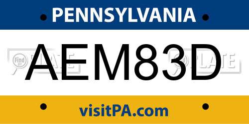 AEM83D Pennsylvania License Plate