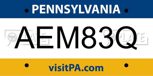 AEM83Q Pennsylvania License Plate