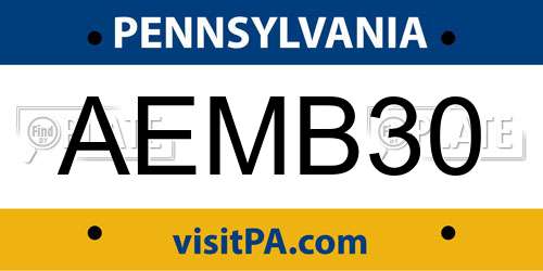 AEMB30 Pennsylvania License Plate