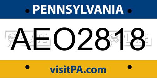 AEO2818 Pennsylvania License Plate