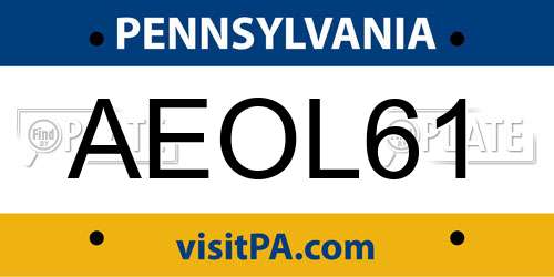 AEOL61 Pennsylvania License Plate