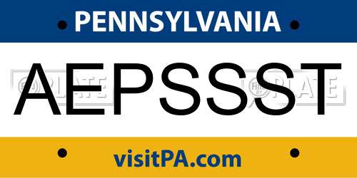 AEPSSST Pennsylvania License Plate