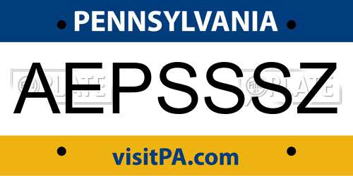 AEPSSSZ Pennsylvania License Plate