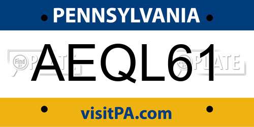 AEQL61 Pennsylvania License Plate