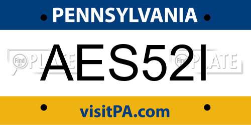 AES52I Pennsylvania License Plate