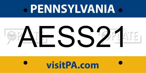 AESS21 Pennsylvania License Plate