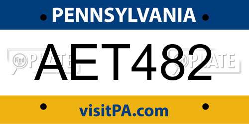 AET482 Pennsylvania License Plate