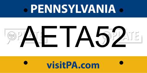 AETA52 Pennsylvania License Plate