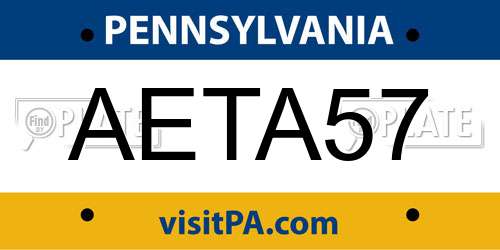 AETA57 Pennsylvania License Plate