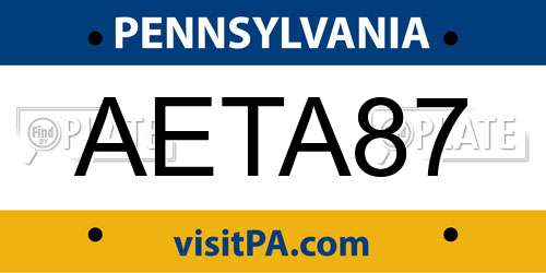 AETA87 Pennsylvania License Plate