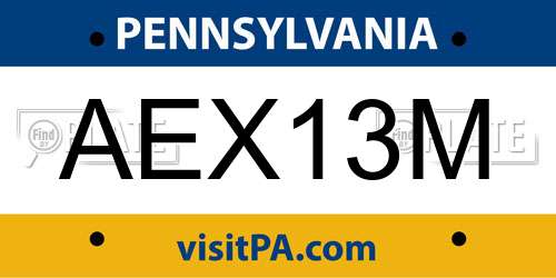 AEX13M Pennsylvania License Plate