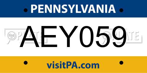 AEY059 Pennsylvania License Plate