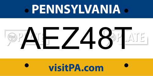 AEZ48T Pennsylvania License Plate
