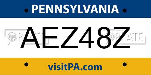 AEZ48Z Pennsylvania License Plate
