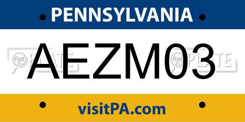AEZM03 Pennsylvania License Plate