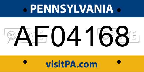 AF04168 Pennsylvania License Plate