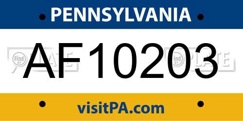 AF10203 Pennsylvania License Plate