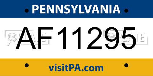 AF11295 Pennsylvania License Plate