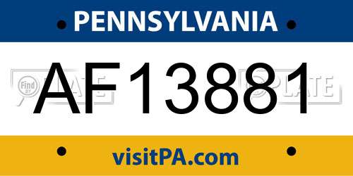 AF13881 Pennsylvania License Plate