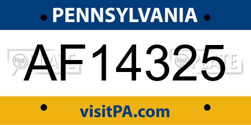 AF14325 Pennsylvania License Plate