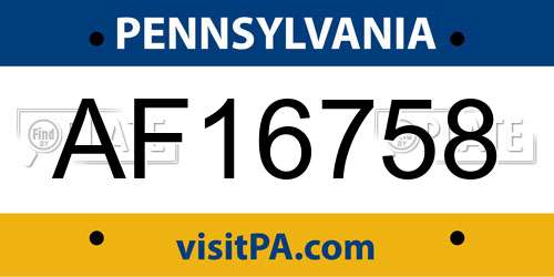 AF16758 Pennsylvania License Plate