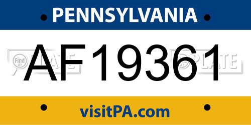 AF19361 Pennsylvania License Plate