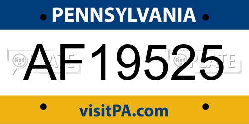 AF19525 Pennsylvania License Plate