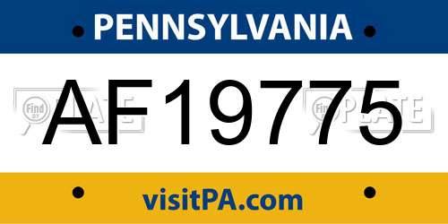 AF19775 Pennsylvania License Plate