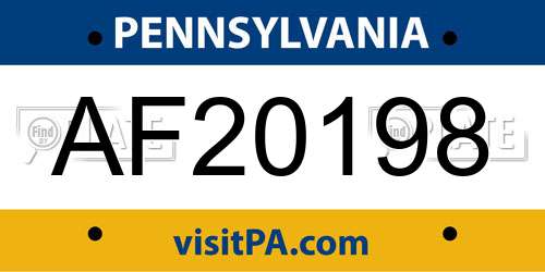 AF20198 Pennsylvania License Plate