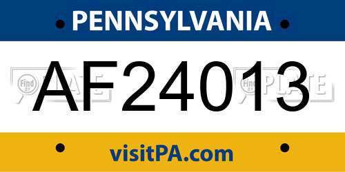 AF24013 Pennsylvania License Plate