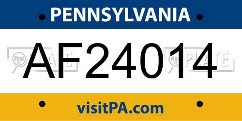 AF24014 Pennsylvania License Plate