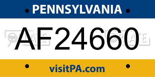 AF24660 Pennsylvania License Plate