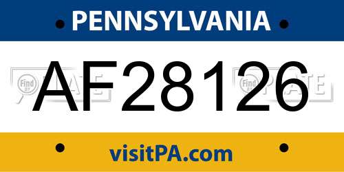AF28126 Pennsylvania License Plate