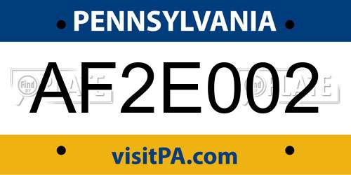AF2E002 Pennsylvania License Plate