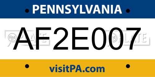 AF2E007 Pennsylvania License Plate